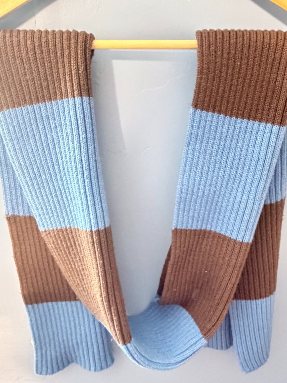 Aeropostale Striped (Blue/Brown)Knit Scarf 72"L 9"W Unisex 100% Acrylic Wool
